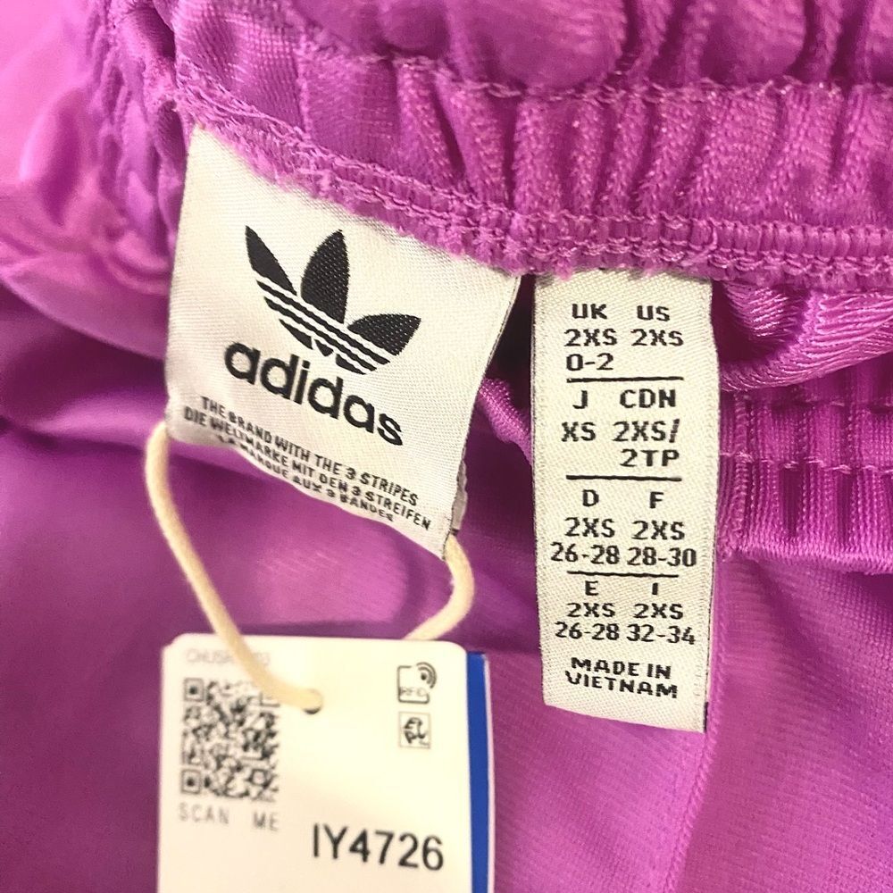 Sold Out NWT Adidas Firebird Wide Leg Track Pants Purple Pink 3-Stripe Size 2XS - Picture 8 of 8